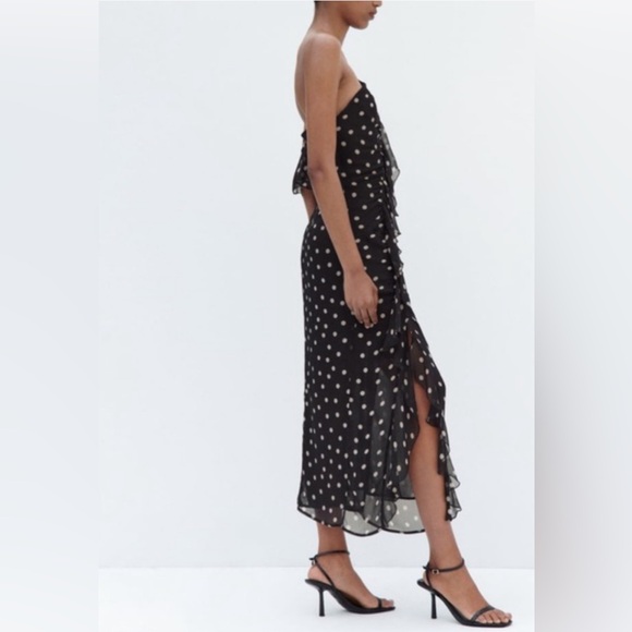 Zara Polka Dot Dress with Ruffles L - Picture 2 of 5